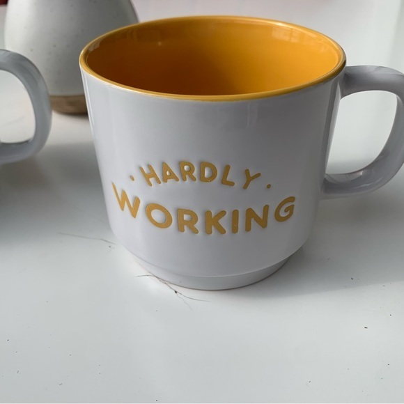 Stoneware Mugs, a set of two HARDLY WORKING and WORKING hard mugs. - Picture 5 of 10